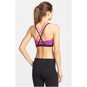 Josie Natori Pink & Black Strappy Sports Bra